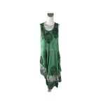 Loose Green Summer Umbrella Dress Rayon Viscose Cute Comfortable Knee Length Loungewear Flowy