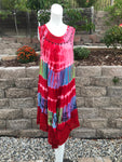 Loose Brightly Colored Casual Tie-Dye Summer Umbrella Dress