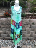 Loose Brightly Colored Casual Tie-Dye Summer Umbrella Dress