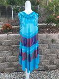 Loose Brightly Colored Casual Tie-Dye Summer Umbrella Dress