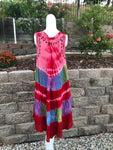 Loose Brightly Colored Casual Tie-Dye Summer Umbrella Dress