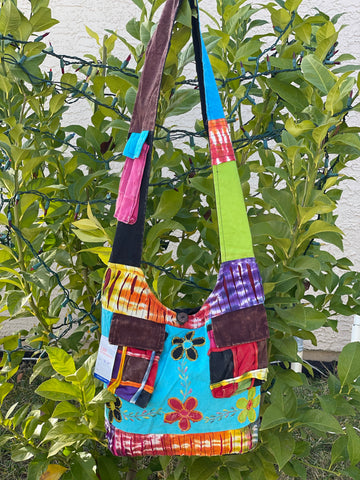LARGE HIPPY BAG SHOULDER SLING Multi Coloured Patchwork Boho Ethnic Hippie  | eBay